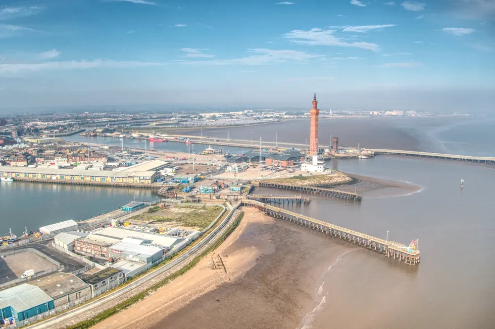 The docks in Grimsby, a major seafood processing hub for the United Kingdom.