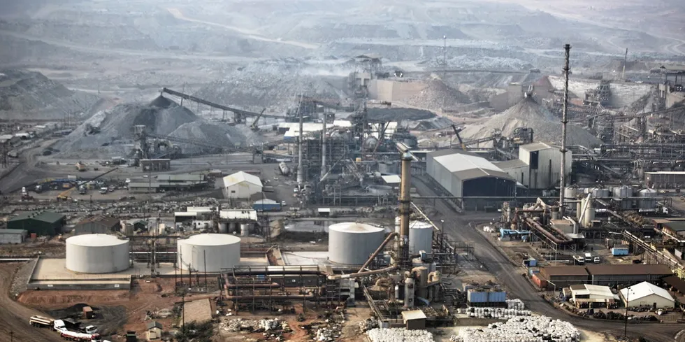 Part of First Quantum Minerals' Kansanshi mine in Zambia which will be supplied with solar and wind power by Total Eren and Chariot.