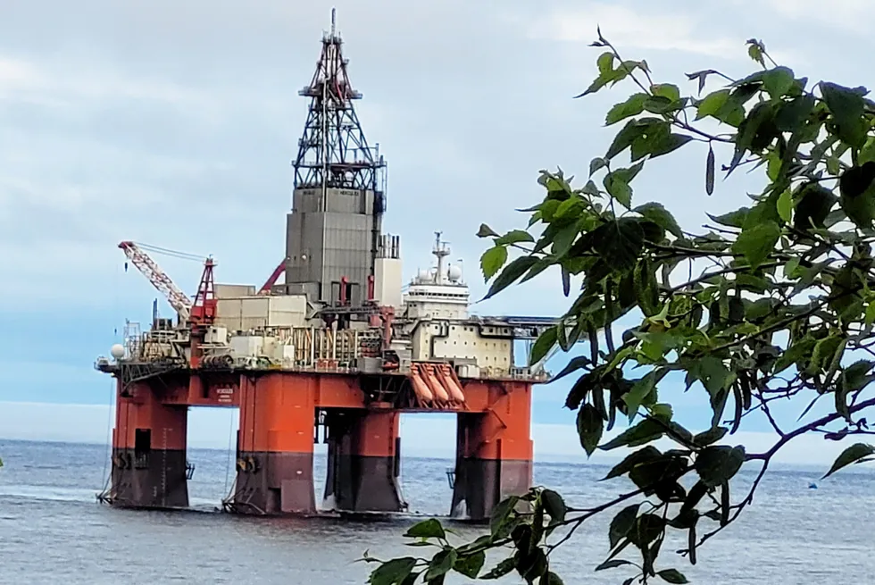 Hercules drilling rig arrives in Bay Bulls in Newfoundland & Labrador, Canada.