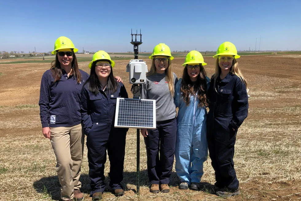 Field monitoring: a team for Project Canary deploys an emissions monitoring unit in the field