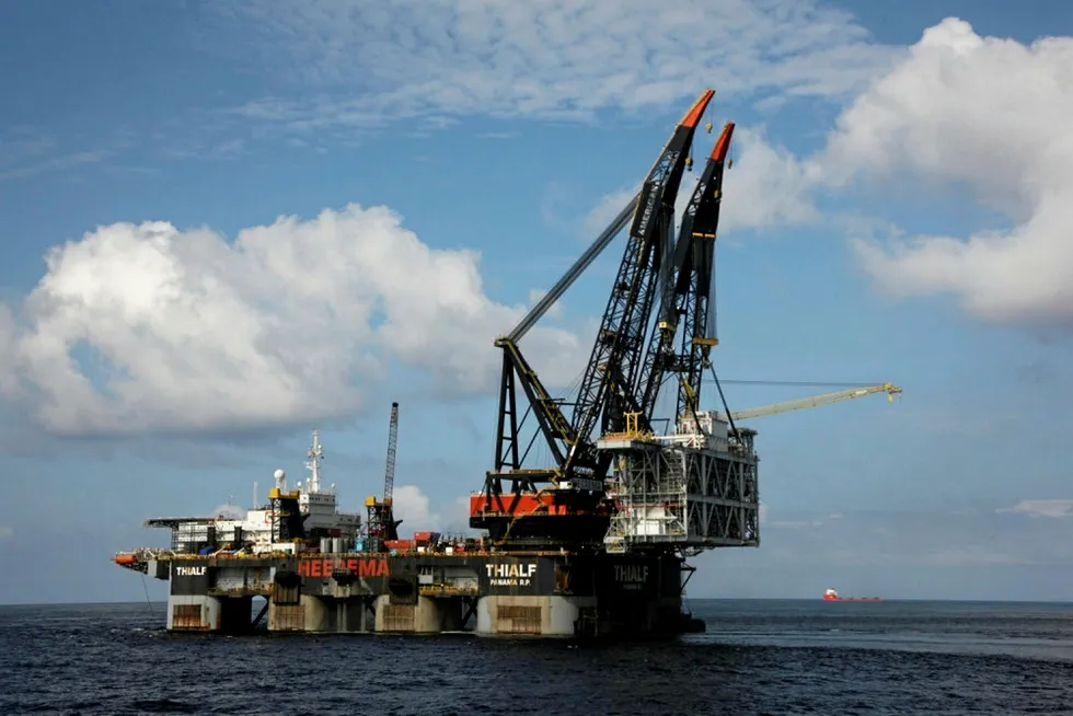 In the firing line: the Thialf is working on the Ekofisk field