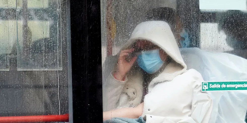 Coronavirus patients in Madrid being transported to the country's IFEMA Emergency Hospital