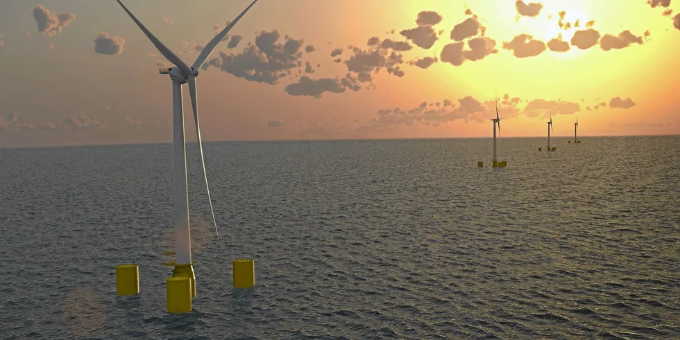 Image of a floating wind array
