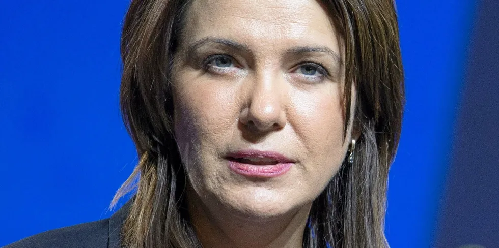 Alberta Premier Danielle Smith, who implemented the shock pause on approval of new renewables projects, which has now been lifted to make way for new restrictions