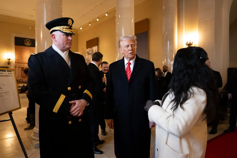 President Donald Trump on his visit to Arlington National Cemetary the day before his inauguration