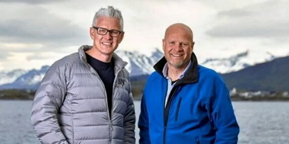 New England Seafood CEO Dan Aherne (left) and Normarine Director Bjorn Fladmark (right).
