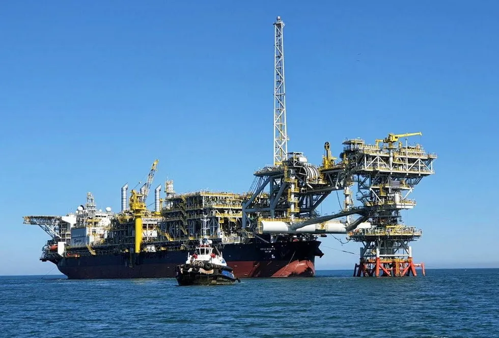 Modec's FPSO Miamte MV34: with the Sofec mooring system at the bow