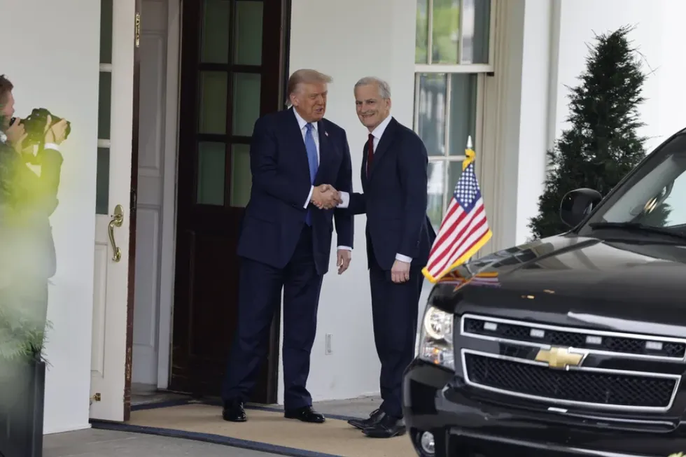 US President Donald Trump meets with Norwegian Prime Minister Jonas Gahr Store.