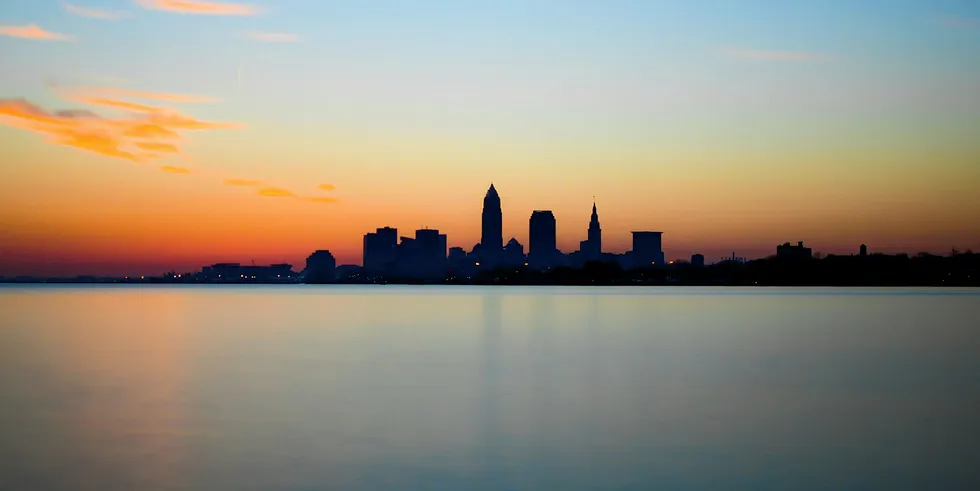 Cleveland and Lake Erie in the twilight