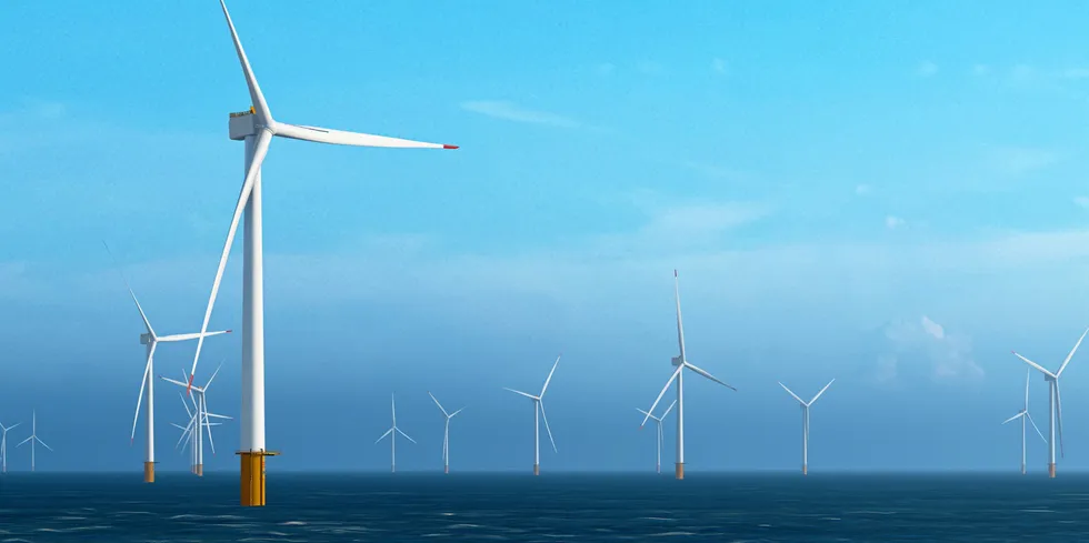 CGI of Floventis' planned Llŷr floating wind arrays off Wales