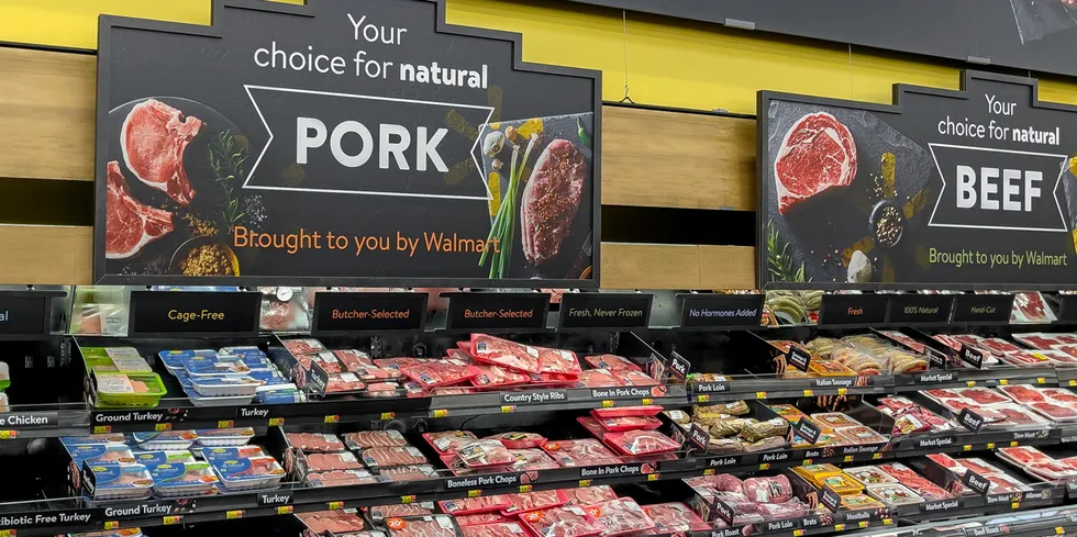 Just how much meat and chicken are sold in a typical month versus seafood?