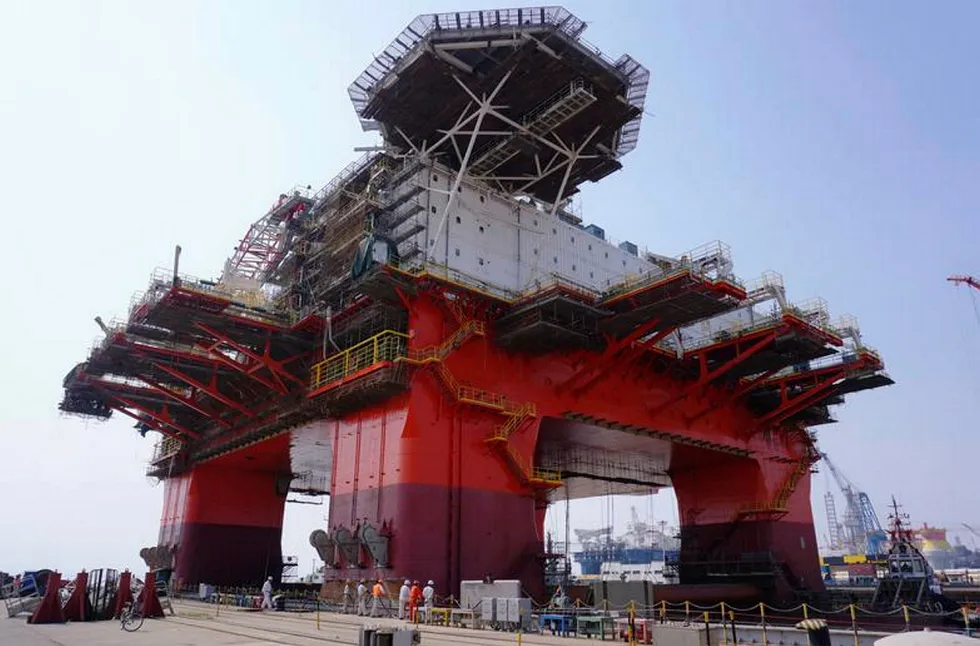 The newbuild flotel Safe Notos, pictured when it was at Cosco yard, is already working for Petrobras off Brazil
