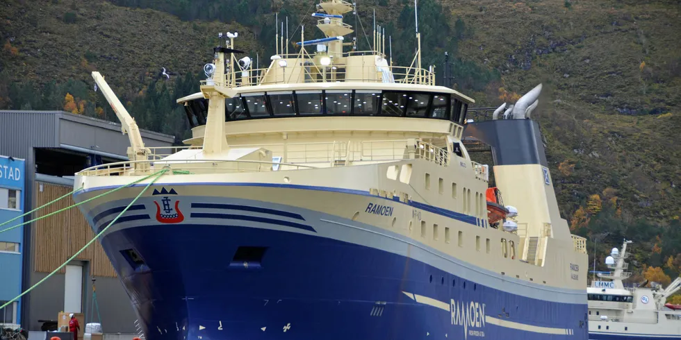 Getting ready: Ramoen gets equipment and will test the boat and factory before heading to the Barents Sea.