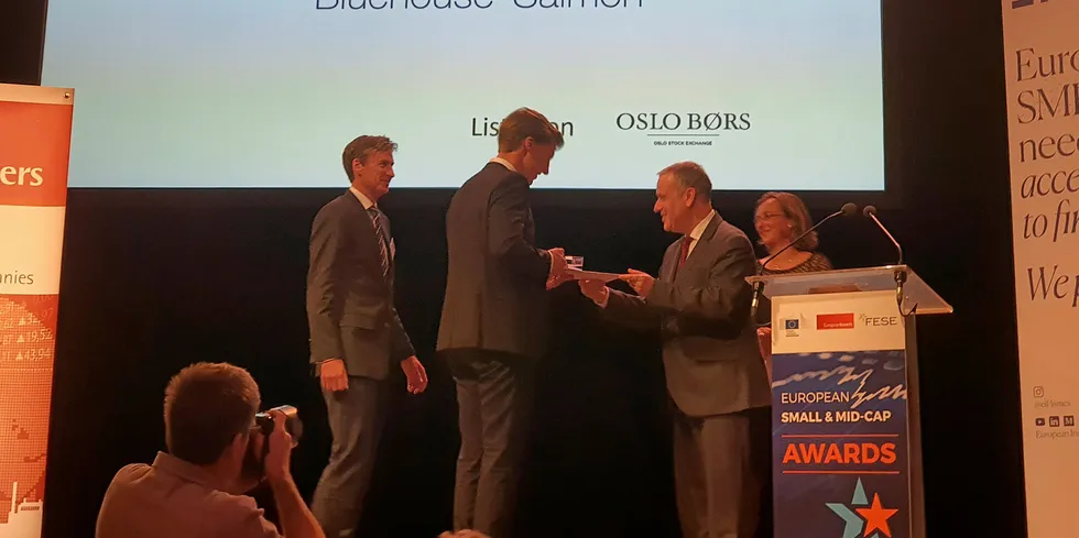 The land-based salmon farmer receives a star of innovation award.