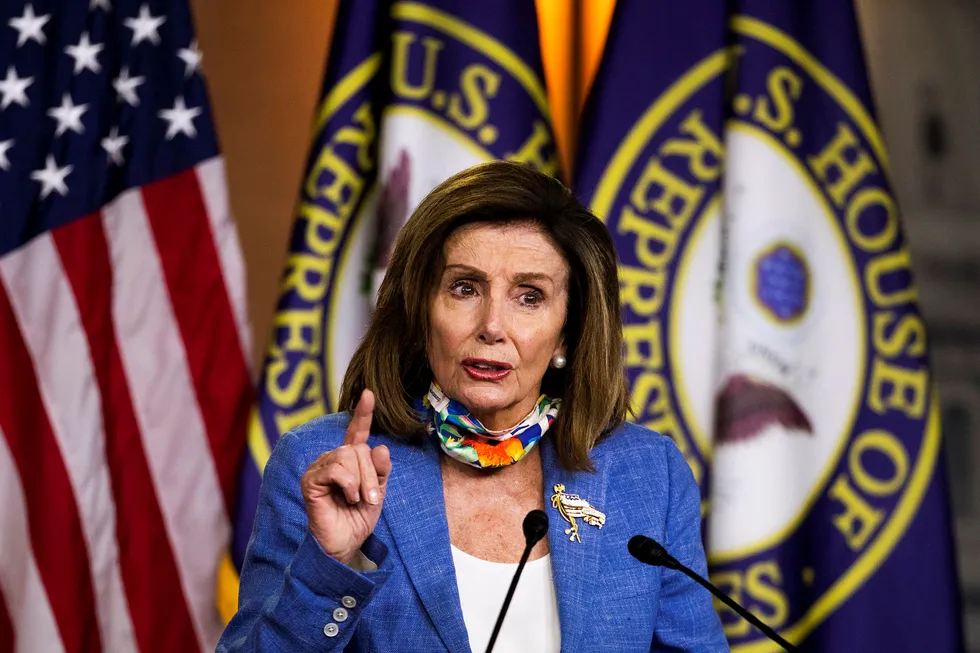 Ambitious plans: House Speaker Nancy Pelosi speaks on Capitol Hill