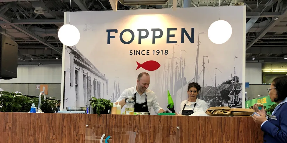 Foppen smoked salmon at the Boston Seafood Show 2019.