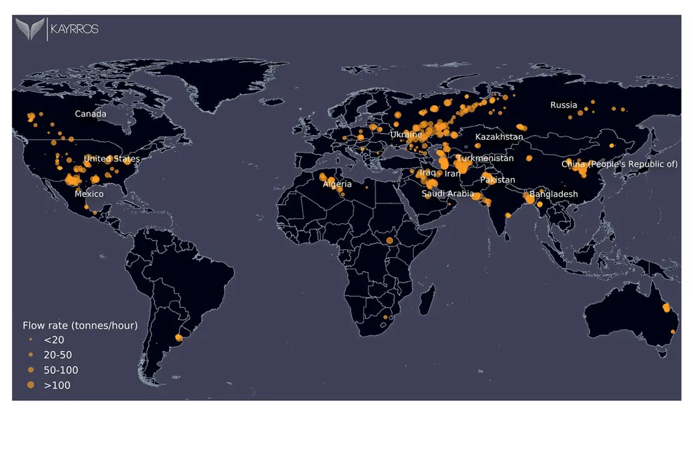 'Hot spots': methane emissions are visible in maps created using satellite imagery and other data sources