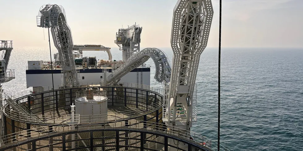 Viking Link construction: carouselat the start of the cable laying operation.
