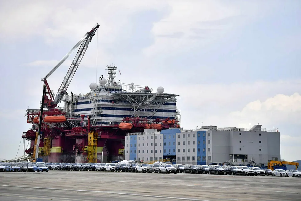 New homes: The flotel and accommodation unit berthed at Tanjong Pagar Terminal