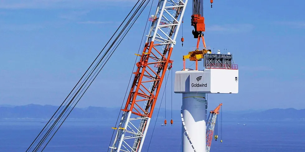 A Goldwind 14MW turbine during hoisting operation off Fujian province