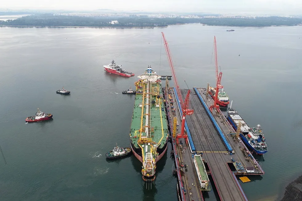 Offshore job: the floating storage and offloading vessel Mekar Bergading at MMHE's yard
