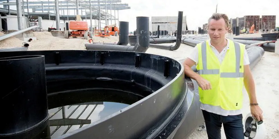 Johan Andreassen, founder of land-based salmon farming giant Atlantic Sapphire, in happier times. Andreassen has since stepped down from his CEO role, and the company has lost hundreds of millions in value on the Oslo Stock Exchange.
