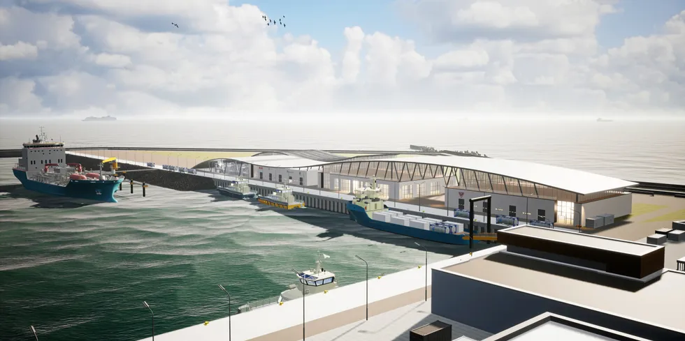 Image of future hydrogen port installations on the German North Sea island of Heligoland that is planned to become a hydrogen hub