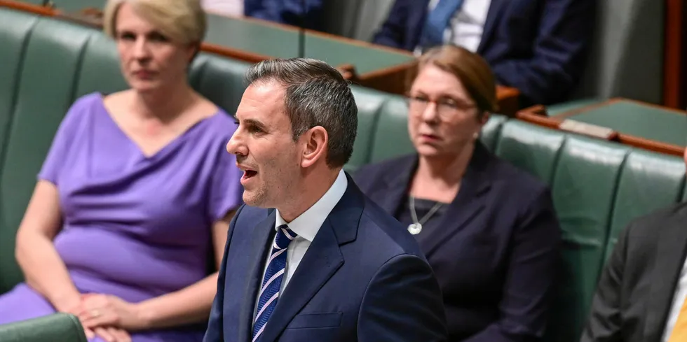 Australia's Treasurer Jim Chalmers hands down the 2023 Budget in the House of Representatives at Parliament House on May 09, 2023 in Canberra.
