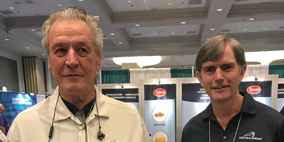 Natural Shrimp founders Gerald Easterling (left) and Thomas Untermeyer continue their quest to build a full-scale RAS shrimp farming operation.