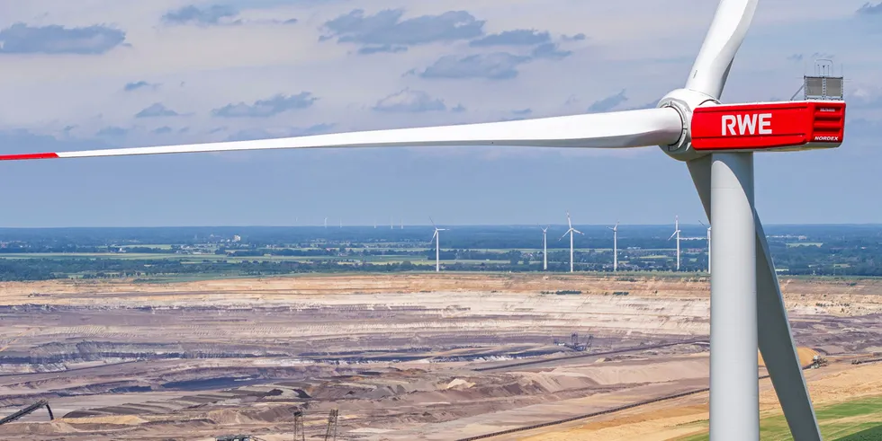 RWE Jüchen wind farm in front of Garzweiler lignite open pit mine