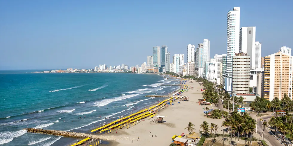 Boca Grande beach in Cartagena, a major load centre in Colombia's Bolivar department