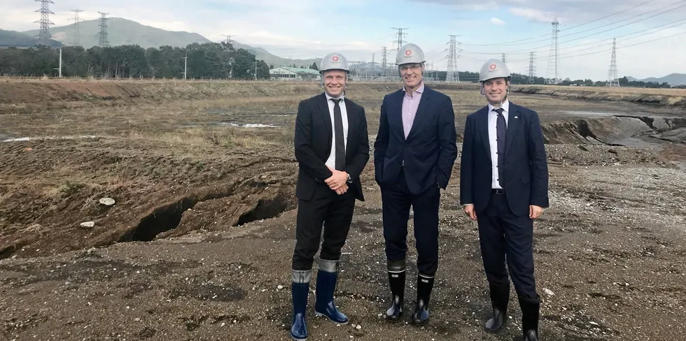 From left: Prxomar Seafood's Pål Grimsrud (CFO), Per Grieg jr. (chaiman) and Joachim Nielsen (CEO).