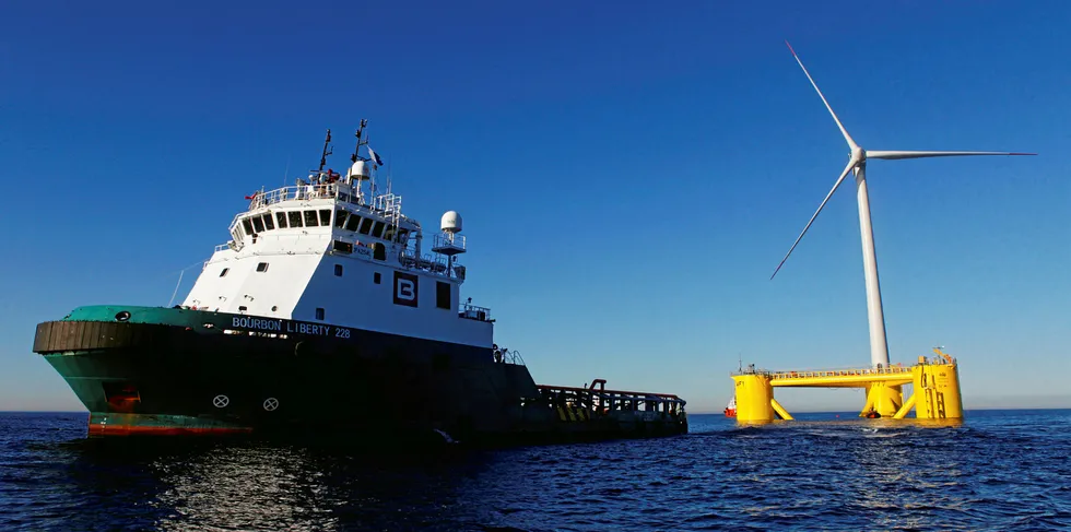 Installation of the WindFloat 1 unit later repurposed as a 'scout' turbine for Scotland's Kincardine project
