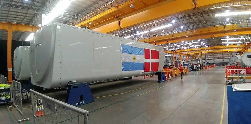 Vestas' new turbine facility in Argentina. Production has been shifting to reflect growth in fast-emerging wind markets.