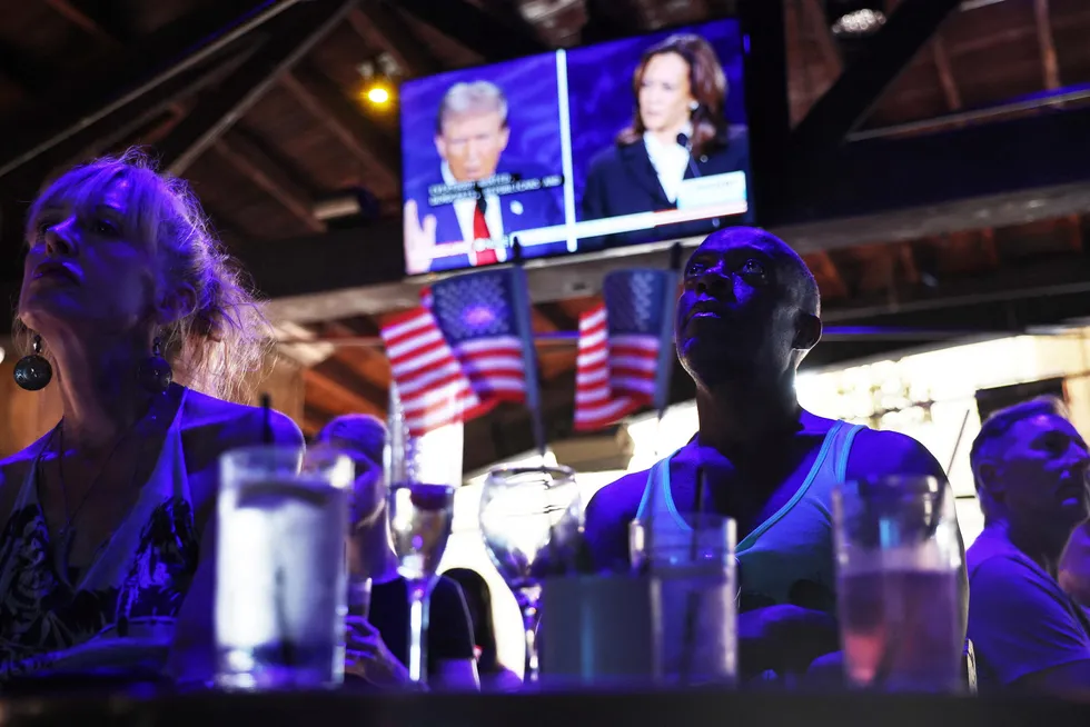 A debate-watching party at a bar in West Hollywood, California.