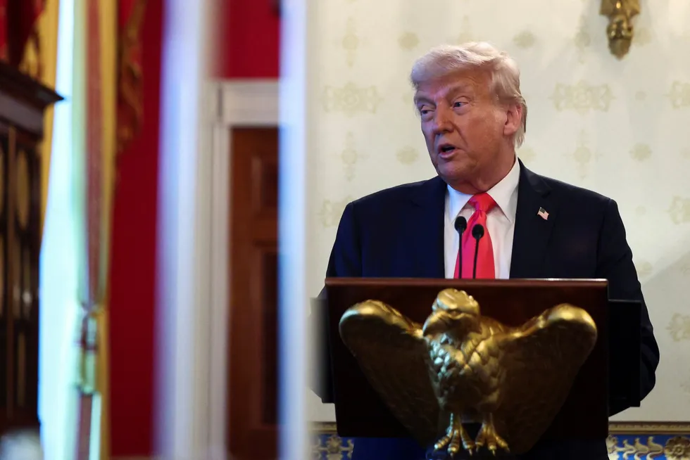 US President Donald Trump at the White House in Washington, DC, on 16 April.