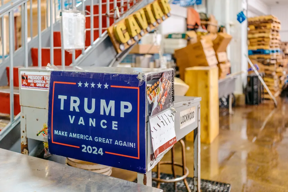 Caviar, Trump and "Make Commercial Fish Great Again" is the message at one of Fulton's seafood retailers.