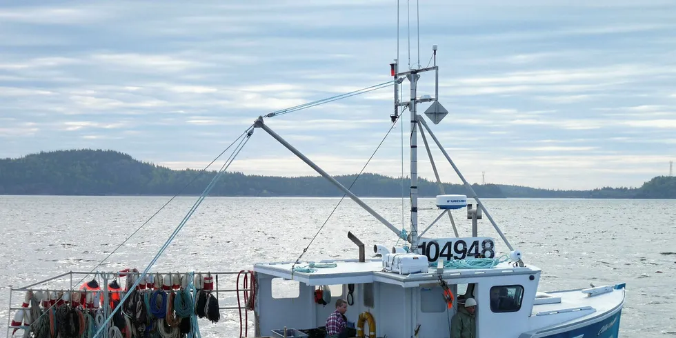 Lobster fishermen in Passamaquoddy Bay, New Brunswick, Canada.
