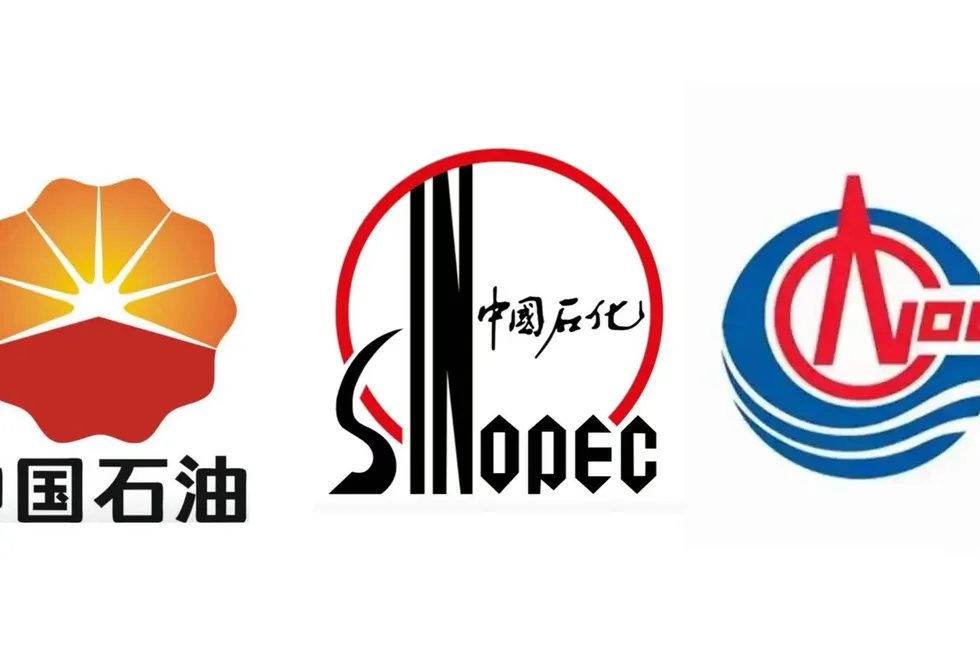 The logos of PetroChina, Sinopec and CNOOC.
