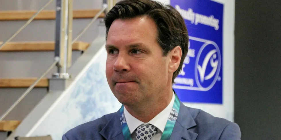 Leroy Seafood Group CEO Henning Beltestad. The Norwegian aquaculture and fisheries giant suffered an outbreak of the coronavirus at one of its smoked salmon facilities in Norway.