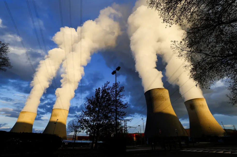 Asset base: steam rises from cooling towers of an EdF nuclear power station in Cruas, France