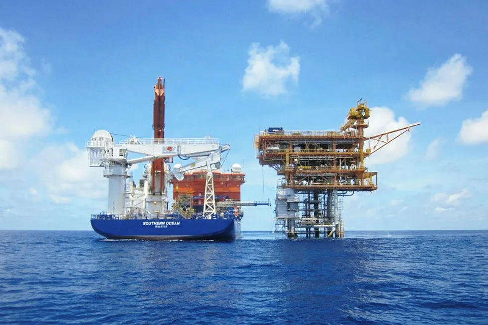 FTSM vessel, the Southern Ocean with Ampelmann gangway deployed to Montara platform on a previous occasion