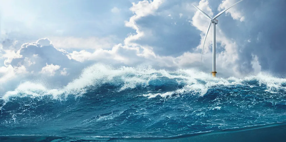 CGI of Siemens Gamesa 14MW SG14.0-222DD offshore wind turbine