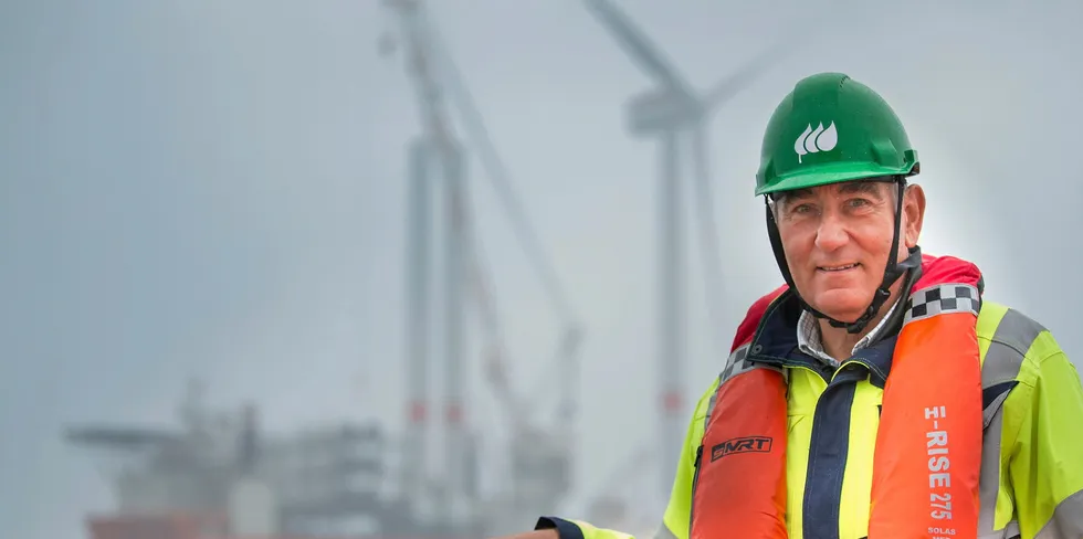 Iberdrola executive chairman Ignacio Galan at the inauguration of Saint Brieuc offhsore wind array in France in 2023.
