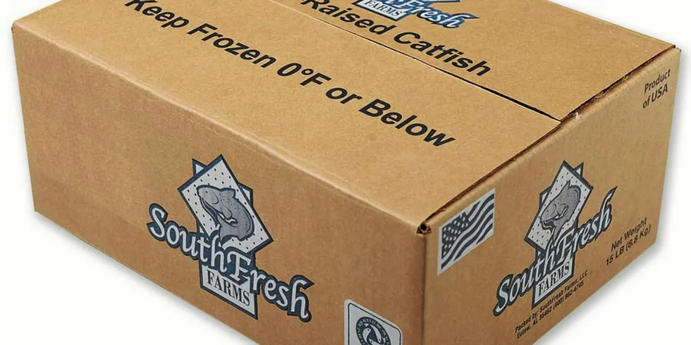 Box of SouthFresh catfish.