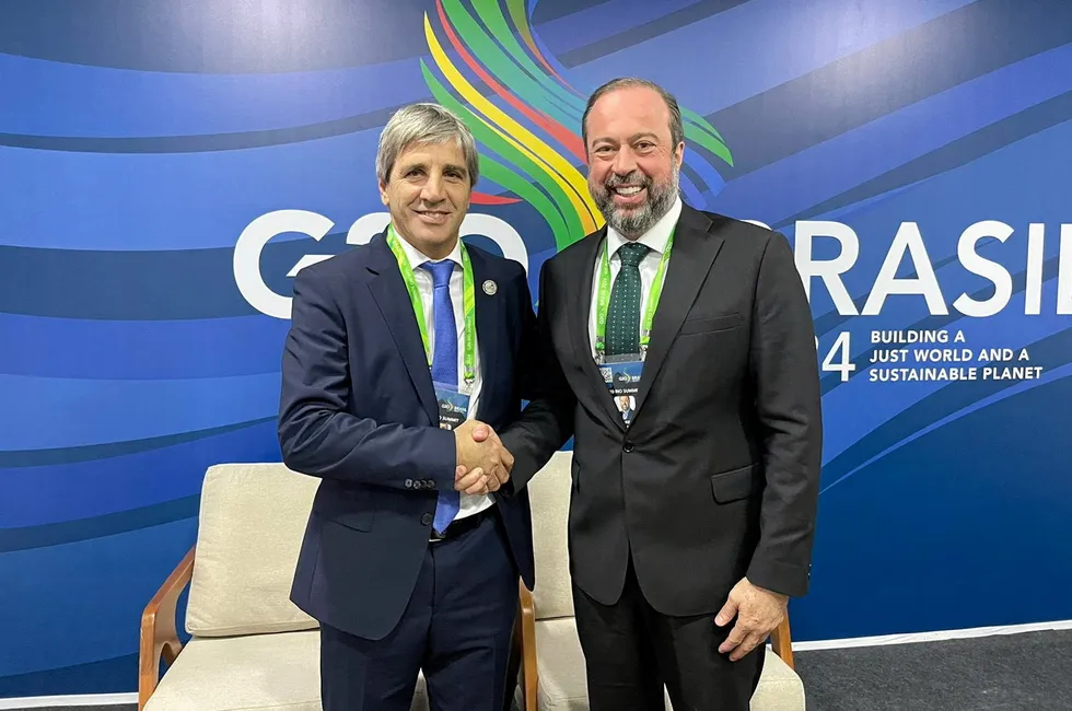 Argentina Economy Minister Luis Caputo (left) and Brazil Mines & Energy Minister Alexandre Silveira.