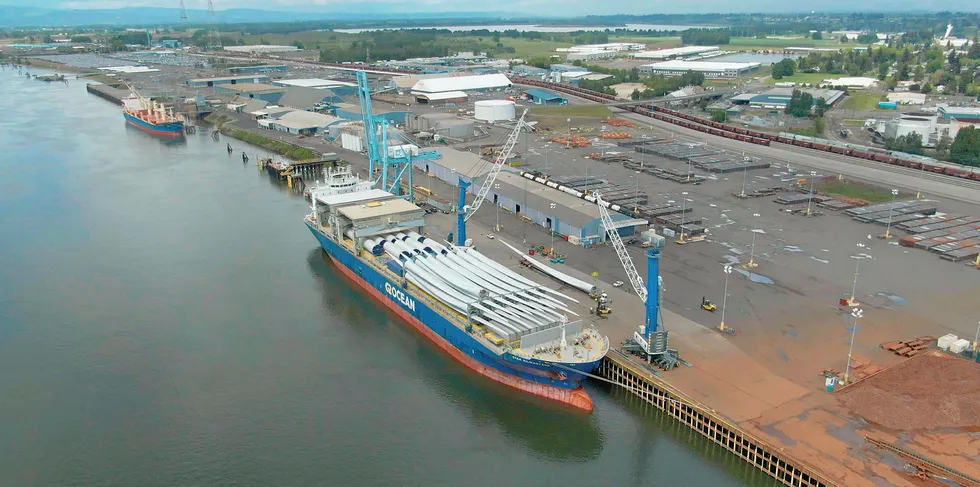Goldwind blades arriving in the Port of Vancouver, in British Columbia, Canada
