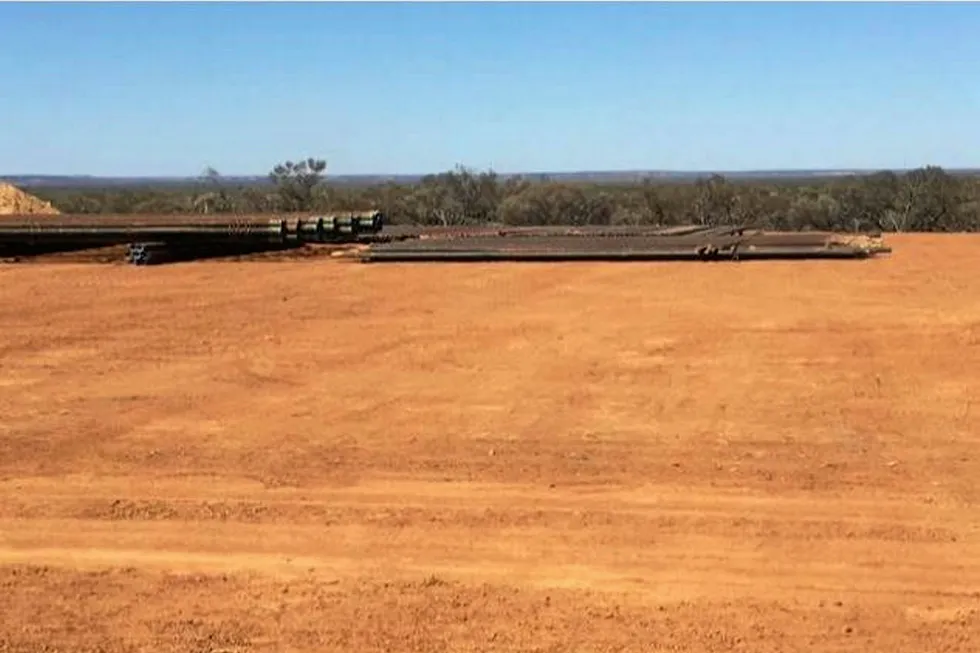Cooper basin spud: the Tamarama 2 well site with casing in the background
