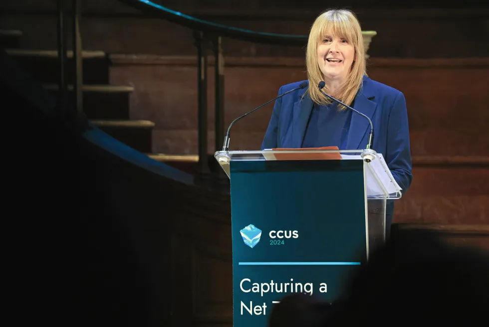 Sarah Jones, Minister at the Department of Energy Security & Net Zero Minister, speaks at the CCUS 2024 event in London.