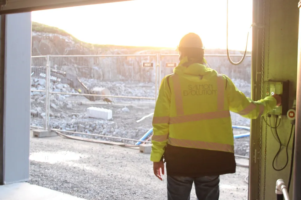 Salmon Evolution CEO Trond Hakon Schaug-Pettersen at the company's farm in Indre Haroy, Norway.